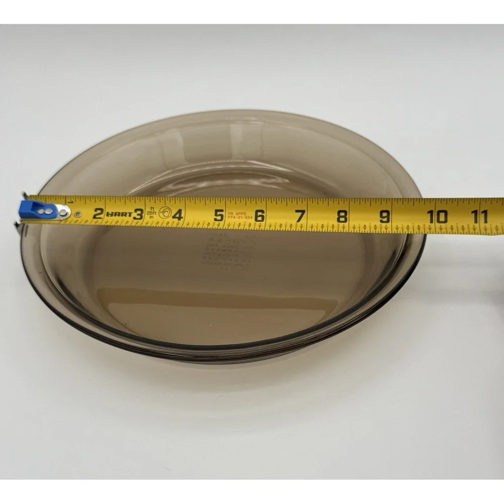 Vintage Pyrex 229 & 209 Smoke Brown Amber Pie Plates Set of 2 USA Glass Bakeware
